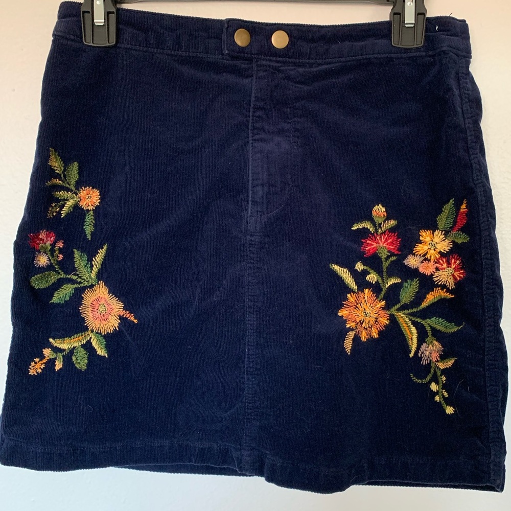 Blue velvet embroidered Mossimo skirt 3/$10